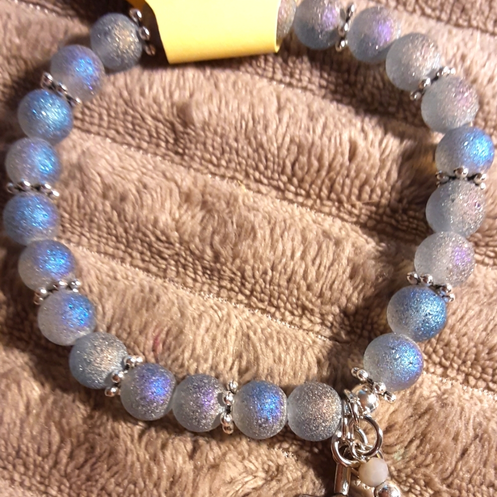 Hand Crafted Beaded Stretch Bracelet Blue